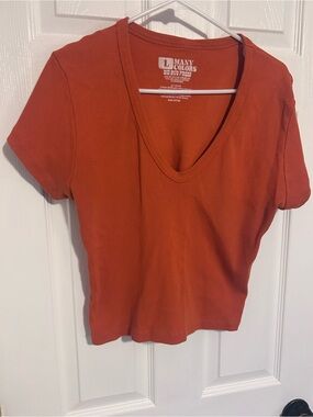 Big Bud Press Rust Ribbed V-Neck Crop Top